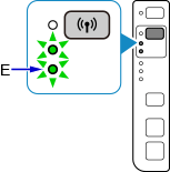 Obrázok: Opakovane stláčajte tlačidlo Bezdrôt., kým sa nerozsvieti kontrolka Sieť a kontrolka Priame