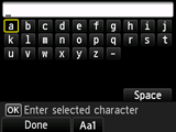 Passphrase entry screen