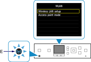WLAN ekrāns: atlasiet Bezvadu LAN iestatīšana