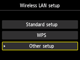 Scherm Instellingen draadloos LAN: Selecteer Andere instellingen