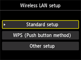 WLAN-Einrichtungsbildschirm: "Standardeinrichtung" auswählen