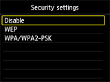 Pantalla Configuración de seguridad