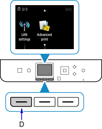 Obrazovka DOMŮ: Vyberte Nastavení sítě LAN