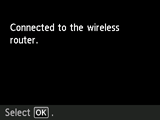 Completion screen (Connected to the wireless router.)