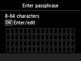 Passphrase entry screen