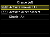 Change LAN screen