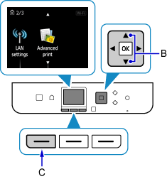 Tela INÍCIO: Selecione configurações de LAN