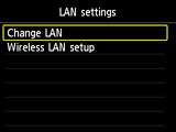 Tela Configurações de LAN: Selecionar Alterar LAN