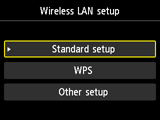 WLAN-Einrichtungsbildschirm: "Standardeinrichtung" auswählen