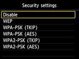 Pantalla Configuración de seguridad