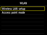 Pantalla WLAN: Seleccionar Config. LAN inalámbrica