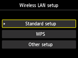 Schermata Impost. LAN wireless: Selezionare Impostazione standard