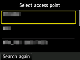 Access point selection screen