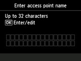 Access point name entry screen
