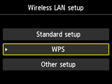 [무선 LAN 설정] 화면: [WPS] 선택