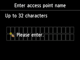 Access point name entry screen