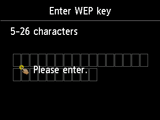 WEP atslēgas ievades ekrāns