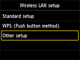 Scherm Inst. draadloos LAN: Selecteer Andere instelling