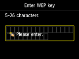 WEP key entry screen