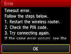 Error screen: Timeout error.