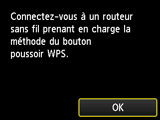 Écran WPS : Connexion à un routeur sans fil qui prend en charge le WPS