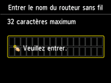 Écran de saisie du nom du routeur sans fil