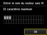 Écran de confirmation du nom du routeur sans fil