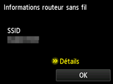 Écran Informations routeur sans fil