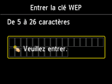 Ecran de saisie de la clé WEP