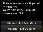 Écran de sélection du routeur sans fil : Sélectionnez Ut. plus. routeurs Wi-Fi