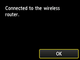Completion screen (Connected to the wireless router.)