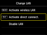 Scherm LAN wijzigen: Selecteer Directe verbind. activeren