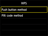 WPS screen: Select Push button method
