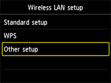 Pantalla Configurac. LAN inalámbrica: Seleccionar Otra configuración