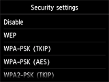 Pantalla Configuración de seguridad