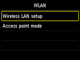 Pantalla WLAN: Seleccionar Config. LAN inalámbrica