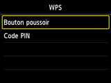 Ecran WPS : Sélection Bouton poussoir