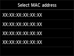 Schermata di selezione dell'indirizzo Mac
