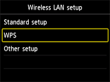 Scherm Instellingen draadloos LAN: Selecteer WPS