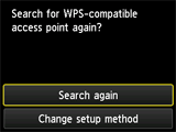 Het scherm WPS: Selecteer Opn. zoeken