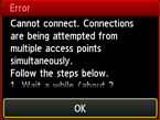 หน้าจอ Error: Cannot connect. Connections are being attempted from multiple access points simultaneously