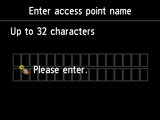 Pantalla de introducción del nombre del punto de acceso