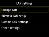 Layar Setelan LAN: Pilih Ubah LAN