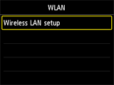 Het scherm WLAN: Selecteer Instellingen draadloos LAN