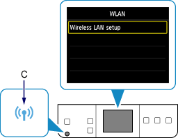Zaslon WLAN: izberite Nast. brezžič. omrež. LAN