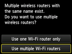 Tela Seleção do roteador sem fio: Selecione Usar vários rot. Wi-Fi