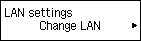 หน้าจอ LAN settings: เลือก Change LAN