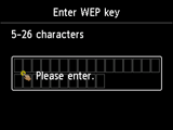 WEP key entry screen