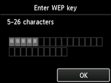 WEP key confirmation screen