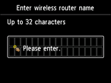 Wireless router name entry screen